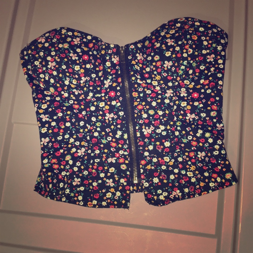 Floral Zip-Up Corset Top